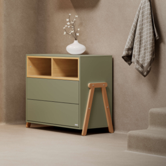 Palmer olive συρταριέρα με ράφι