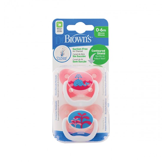 Πιπίλες Πεταλούδα Prevent ροζ 0-6