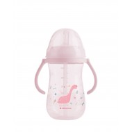 Ποτήρι με καλαμάκι σιλικόνης 300ml Dino World Pink