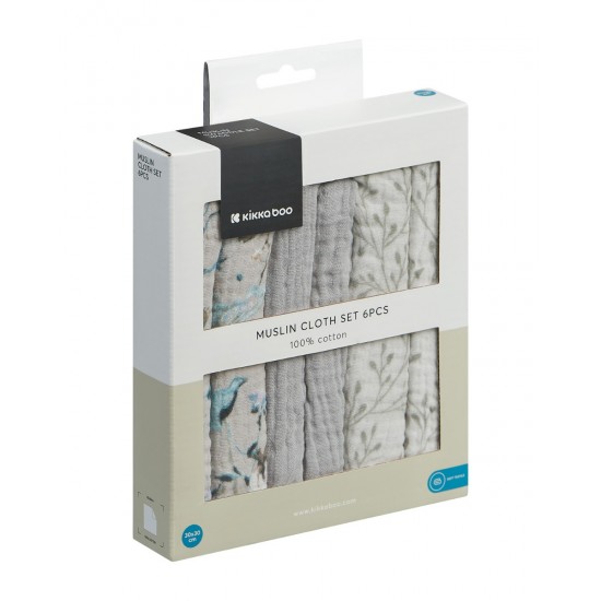 Dreamy fields grey πανάκια 30x30 μουσελίνας 6 τεμ   Dreamy fields grey πανάκια 30x30 μουσελίνας 6 τεμ