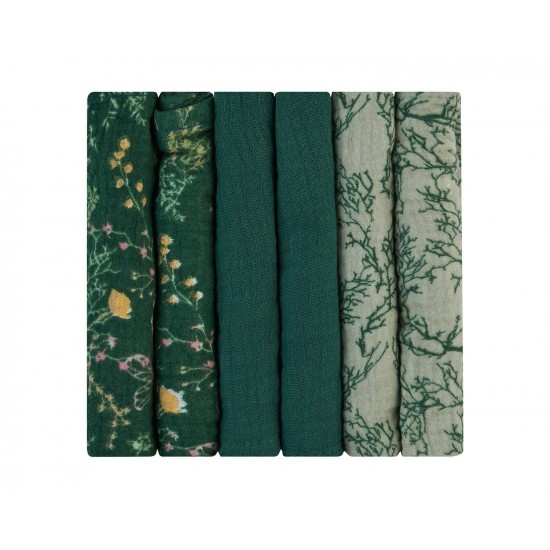 Secret garden green πανάκια 30x30 μουσελίνας 6 τεμ   Secret garden green πανάκια 30x30 μουσελίνας 6 τεμ