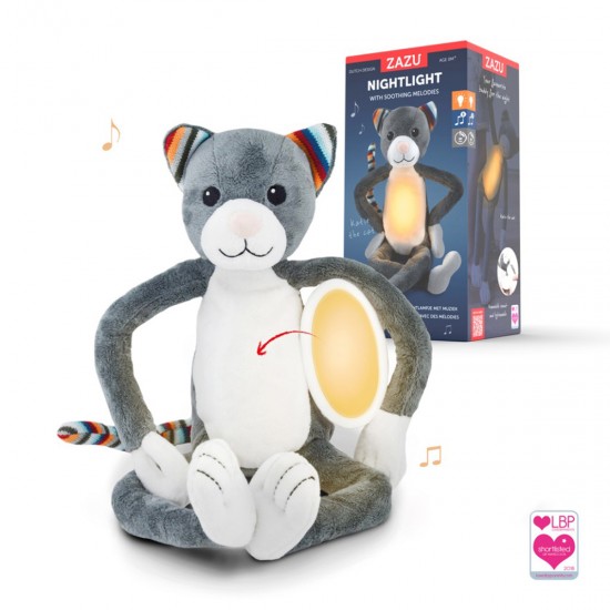 KATIE Γατούλα Νανουρίσματος με Φωτάκι Νυκτός Λευκούς Ήχους Μελωδία